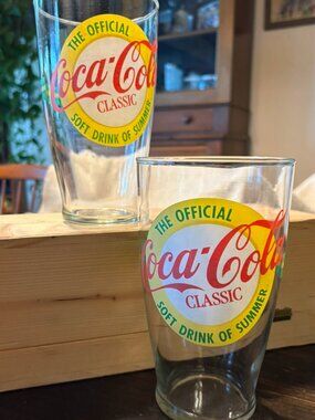 Vintage 1980s Coca-Cola Official Soft Drink of Summer Glass Tumblers - Set of 2